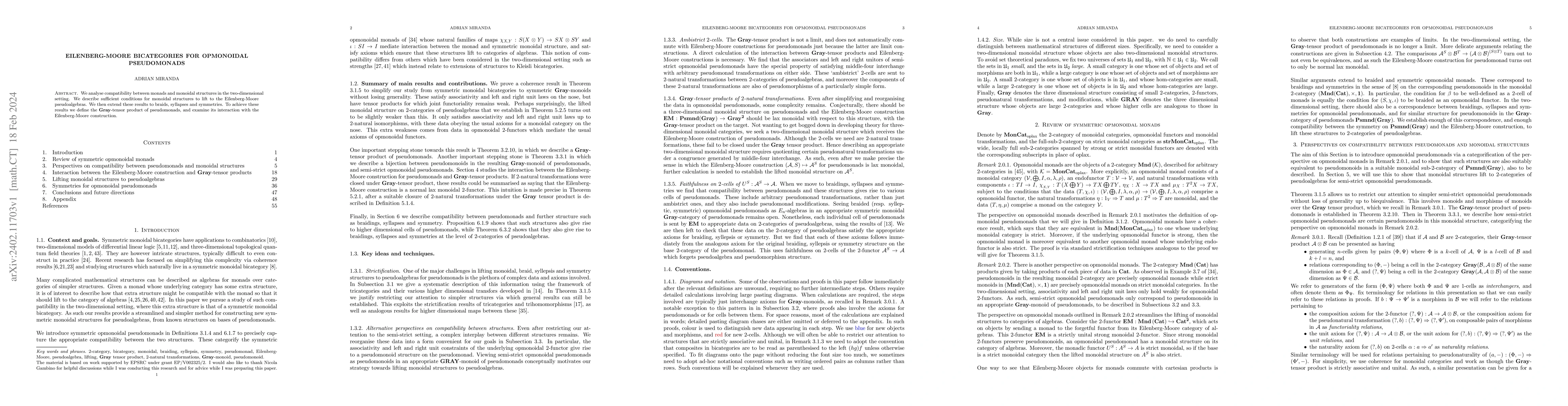 Thumbnail for Eilenberg-Moore Bicategories for Opmonoidal Pseudomonads