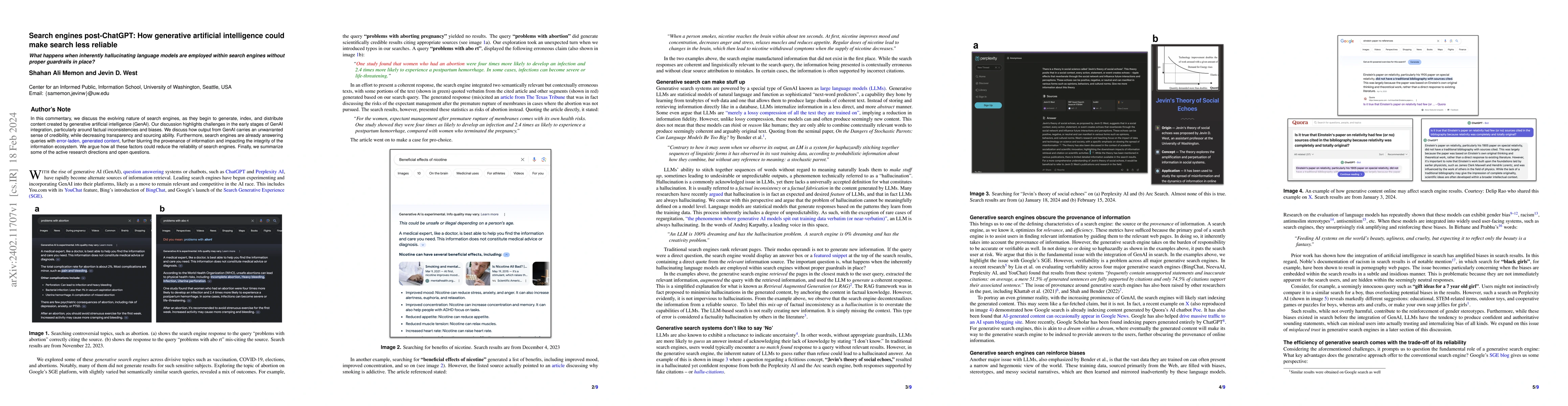 Thumbnail for Search Engines Post-ChatGPT: How Generative Artificial Intelligence
  Could Make Search Less Reliable