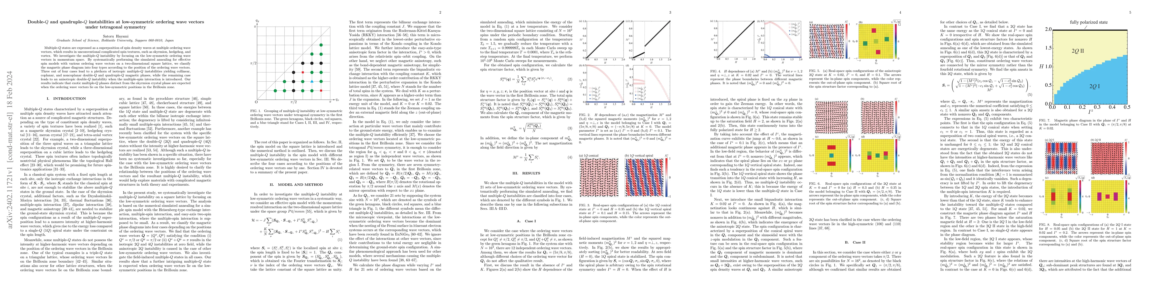 Thumbnail for Double-$Q$ and quadruple-$Q$ instabilities at low-symmetric ordering
  wave vectors under tetragonal symmetry