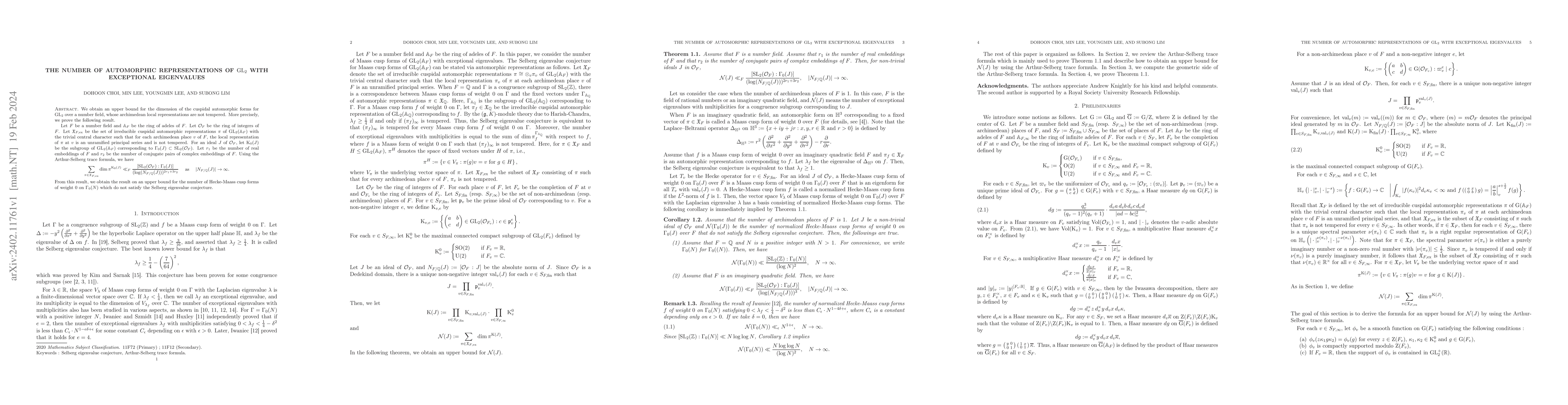 Thumbnail for The number of automorphic representations of $\mathrm{GL}_2$ with
  exceptional eigenvalues
