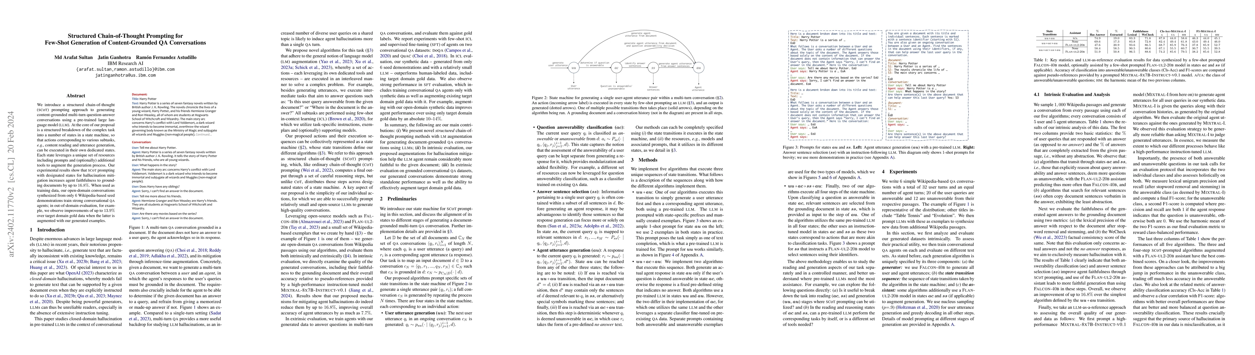 Thumbnail for Structured Chain-of-Thought Prompting for Few-Shot Generation of
  Content-Grounded QA Conversations