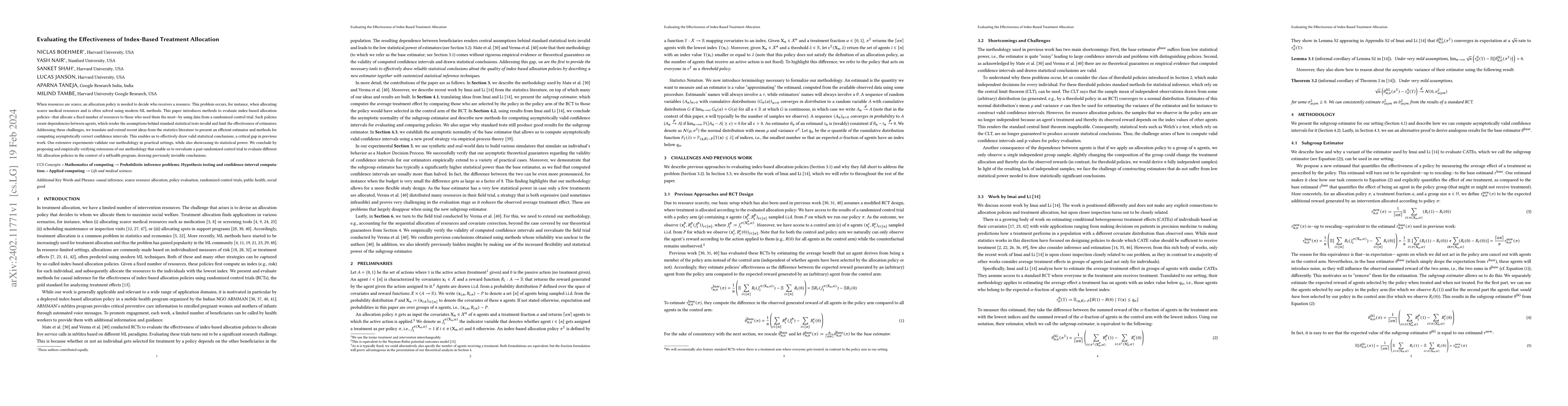 Thumbnail for Evaluating the Effectiveness of Index-Based Treatment Allocation