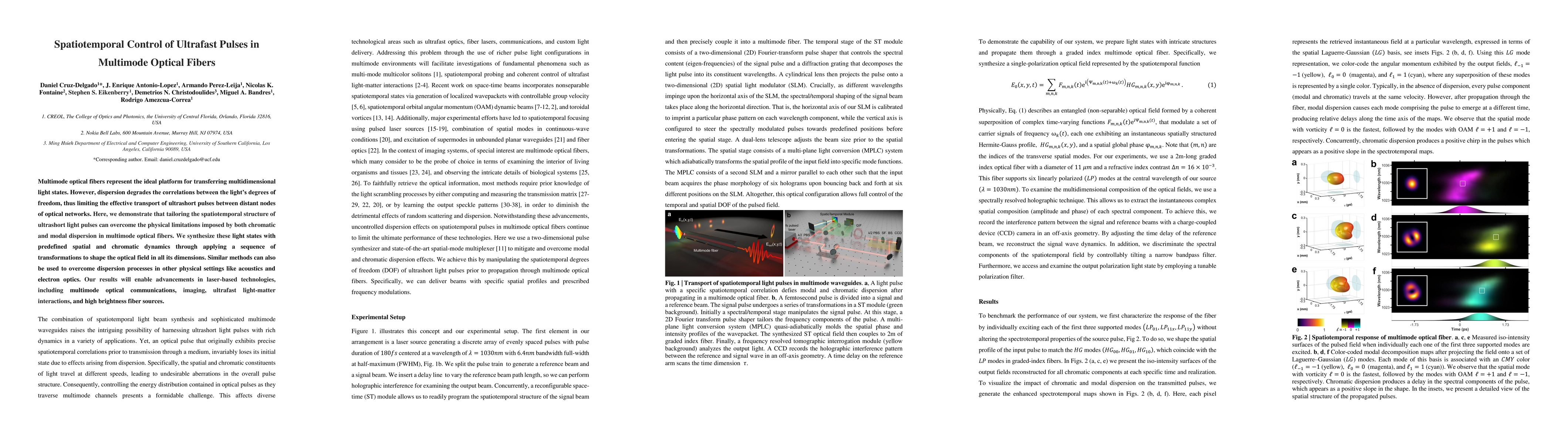 Thumbnail for Spatiotemporal Control of Ultrafast Pulses in Multimode Optical Fibers