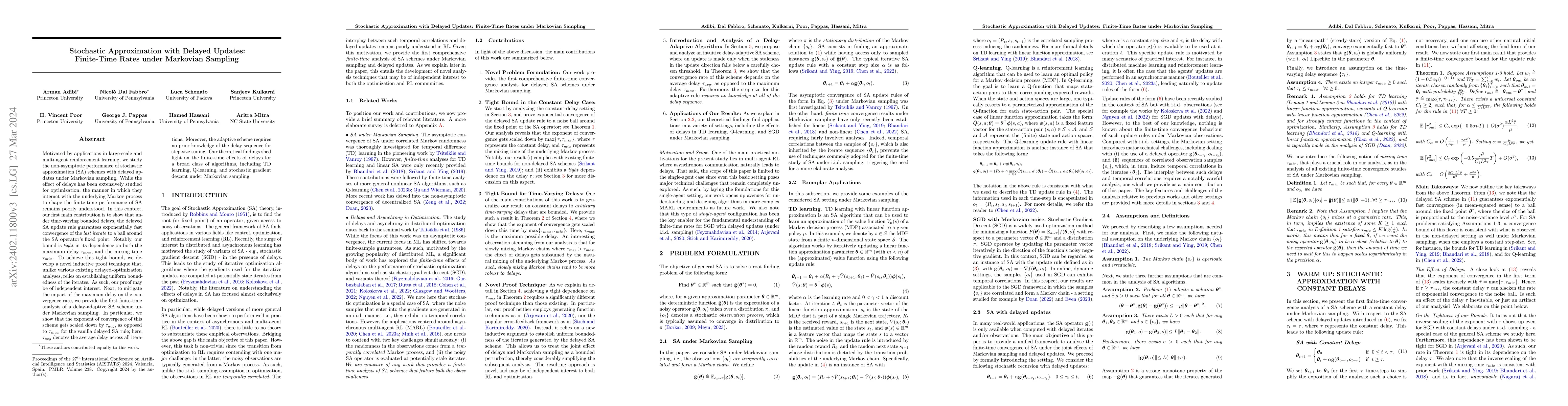 Thumbnail for Stochastic Approximation with Delayed Updates: Finite-Time Rates under
  Markovian Sampling