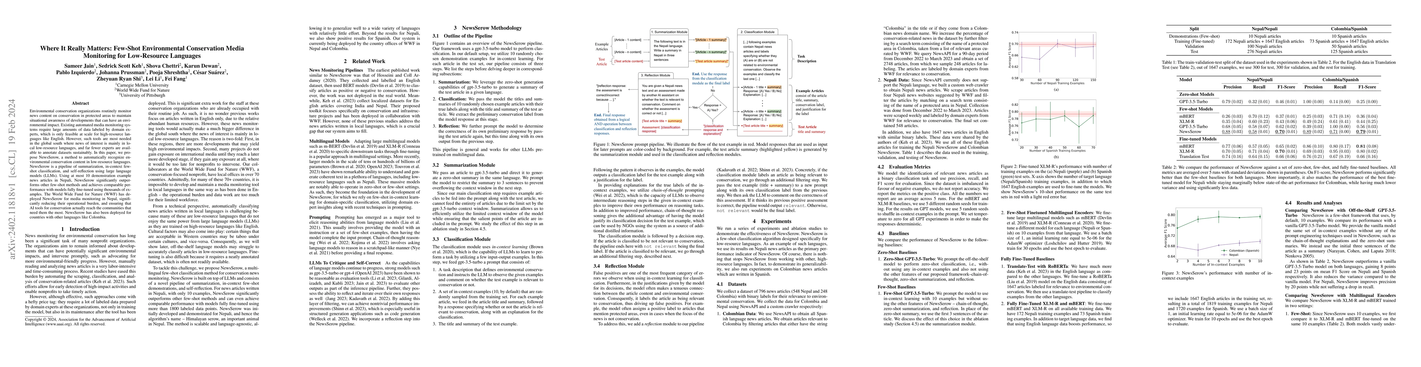 Thumbnail for Where It Really Matters: Few-Shot Environmental Conservation Media
  Monitoring for Low-Resource Languages