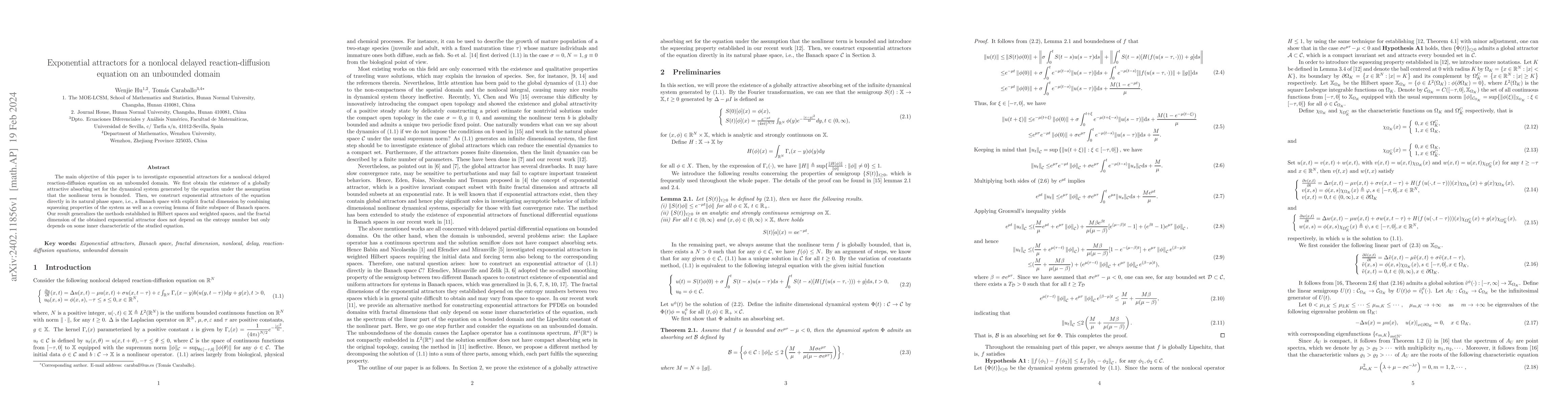 Thumbnail for Exponential attractors for a nonlocal delayed reaction-diffusion
  equation on an unbounded domain