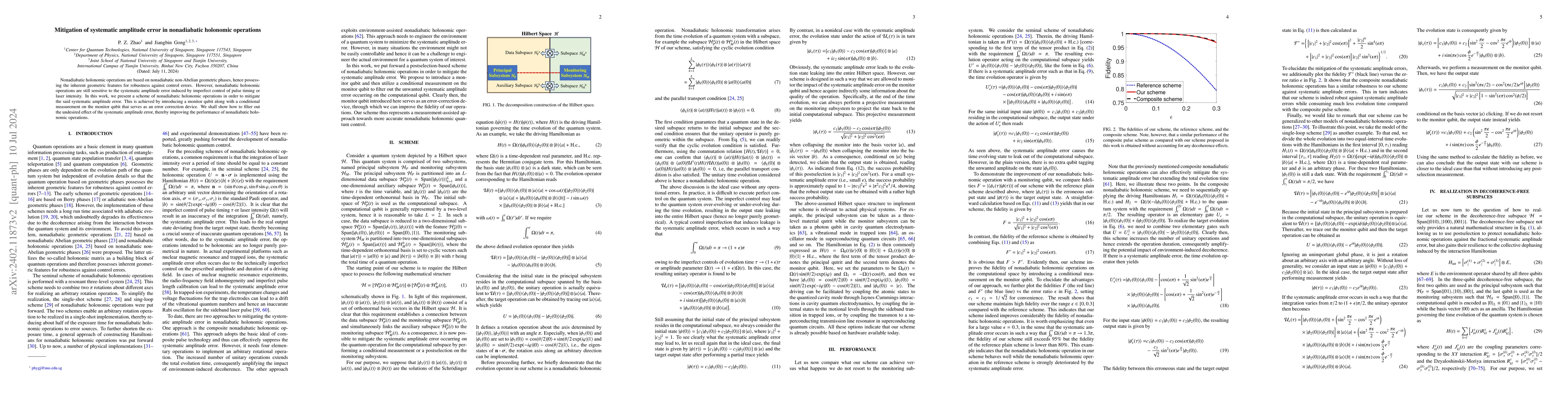 Thumbnail for Mitigation of systematic amplitude error in nonadiabatic holonomic
  operations