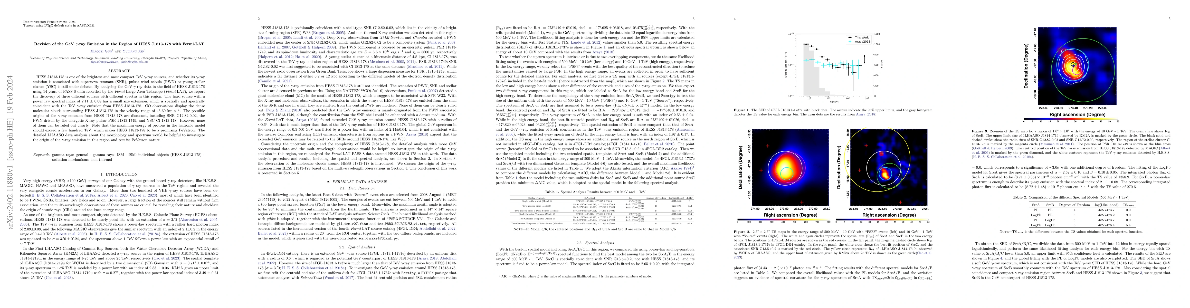 Thumbnail for Revision of the GeV $\gamma$-ray Emission in the Region of HESS
  J1813-178 with Fermi-LAT