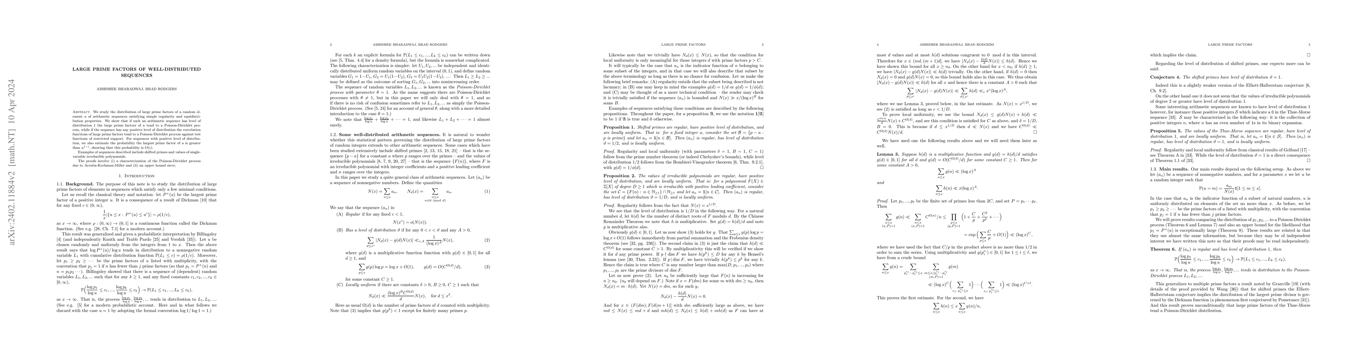Thumbnail for Large prime factors of well-distributed sequences