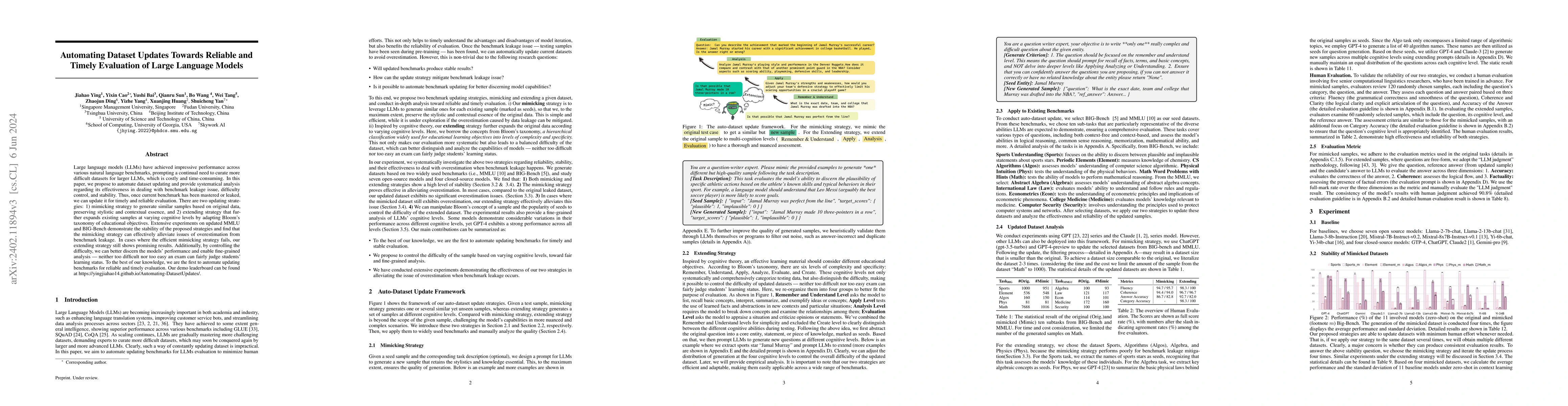 Thumbnail for Automating Dataset Updates Towards Reliable and Timely Evaluation of
  Large Language Models