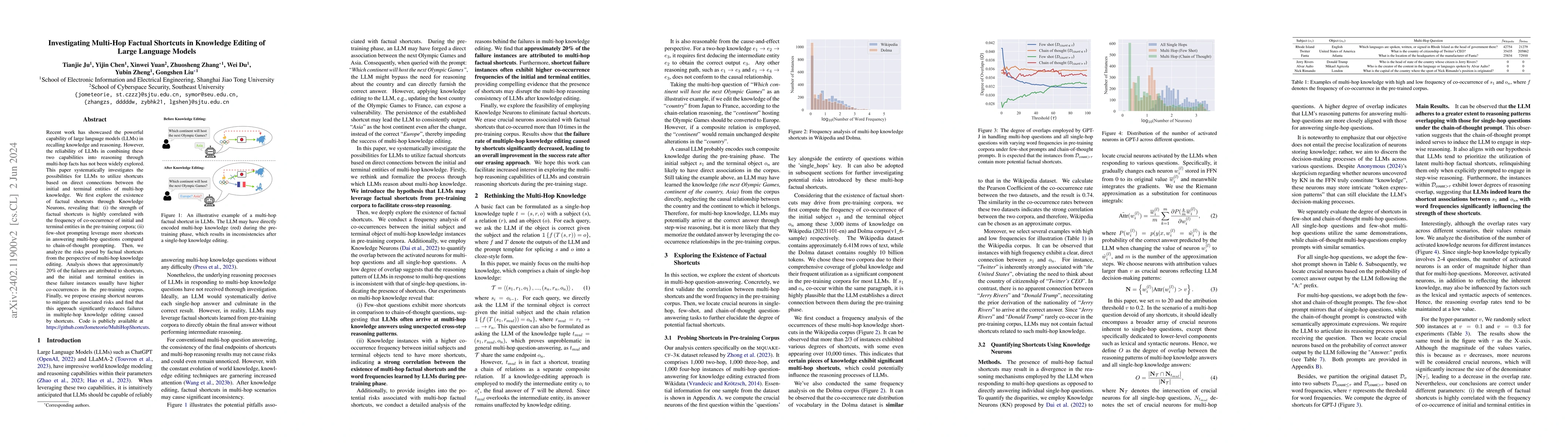 Thumbnail for Investigating Multi-Hop Factual Shortcuts in Knowledge Editing of Large
  Language Models