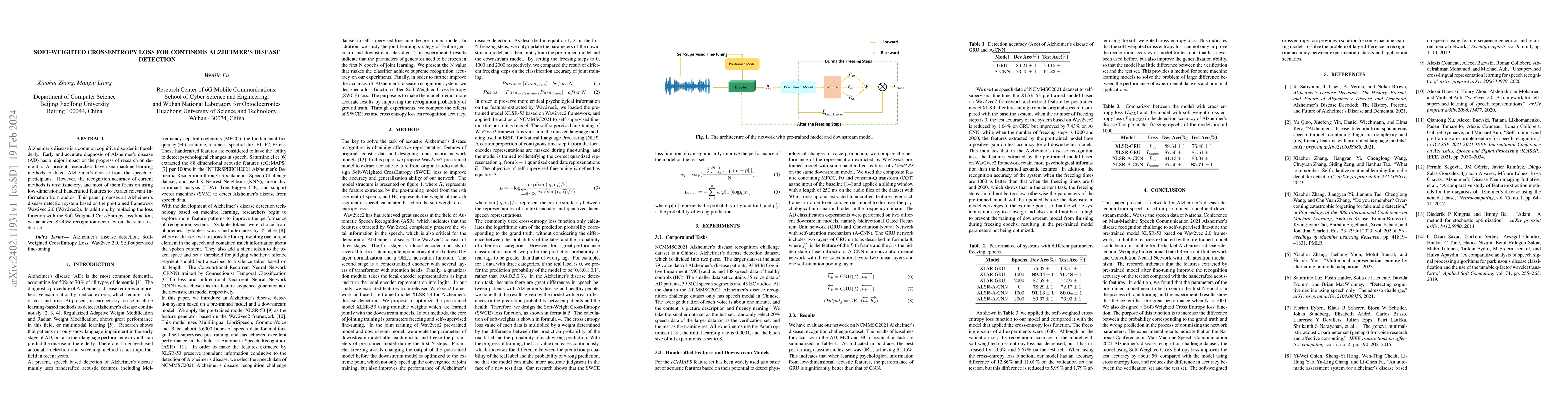 Thumbnail for Soft-Weighted CrossEntropy Loss for Continous Alzheimer's Disease
  Detection