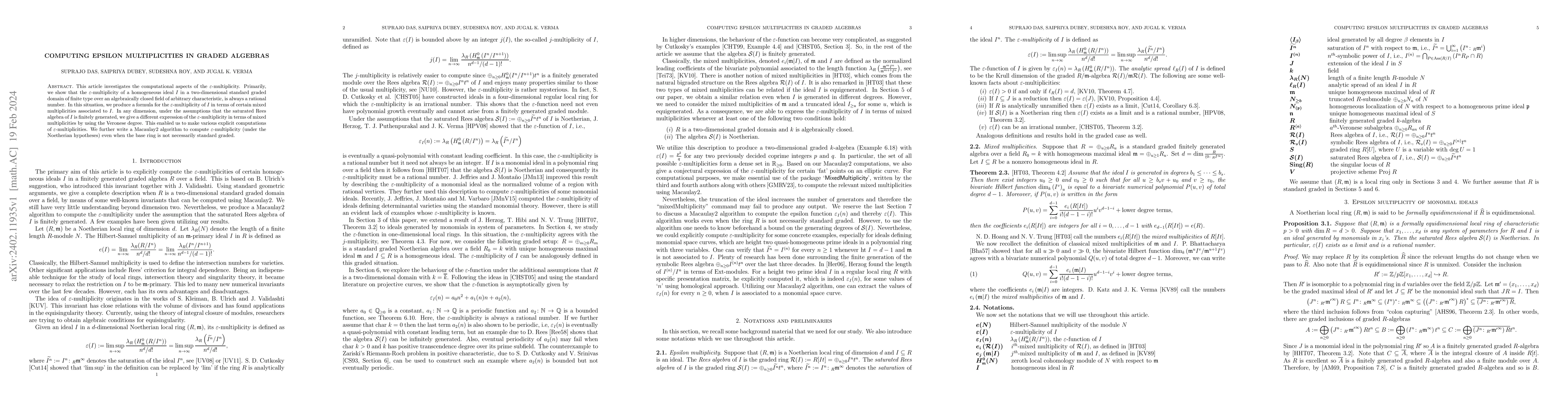 Thumbnail for Computing epsilon multiplicities in graded algebras