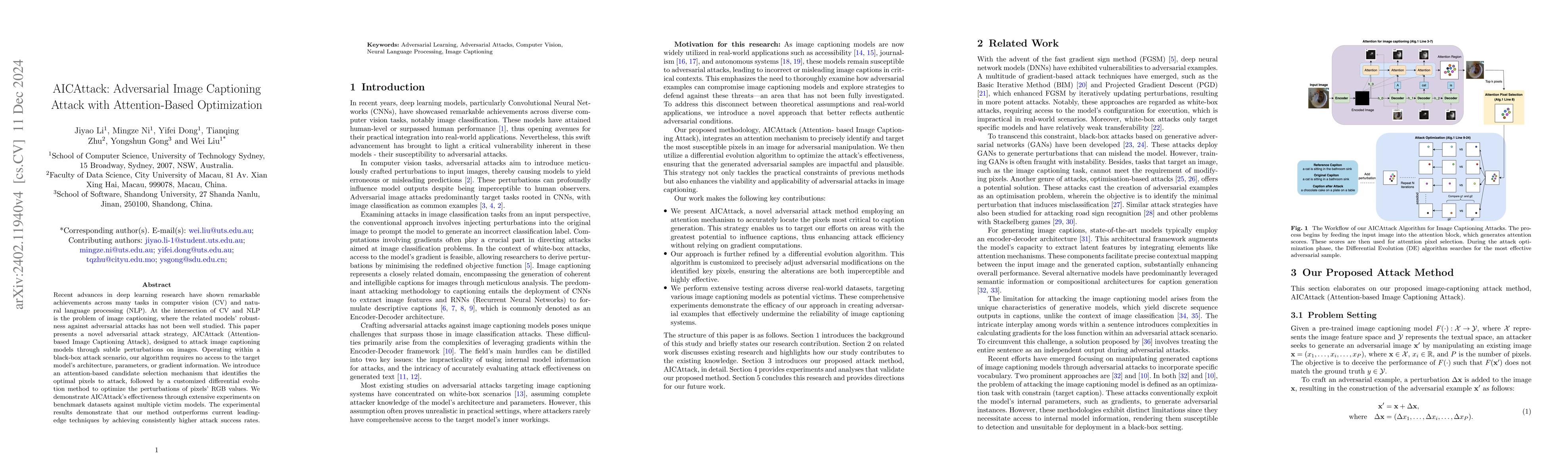 Thumbnail for AICAttack: Adversarial Image Captioning Attack with Attention-Based
  Optimization