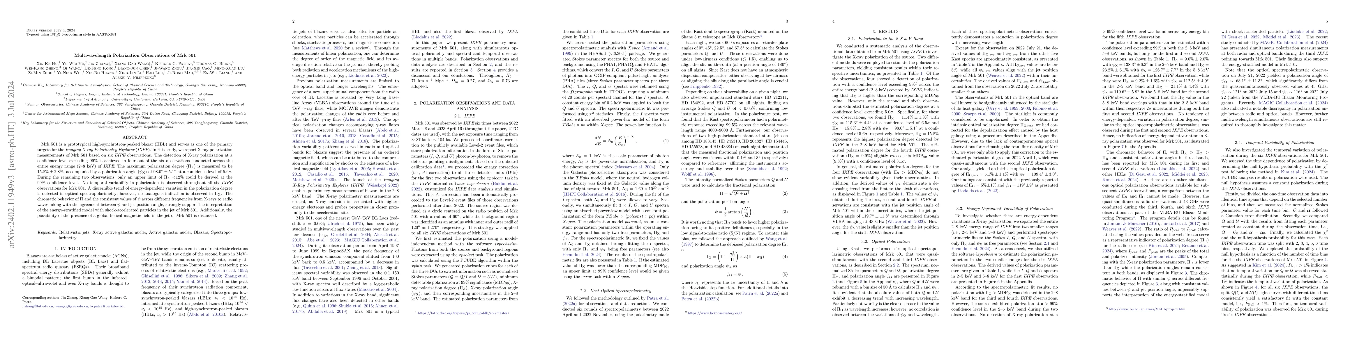 Thumbnail for Multiwavelength Polarization Observations of Mrk 501
