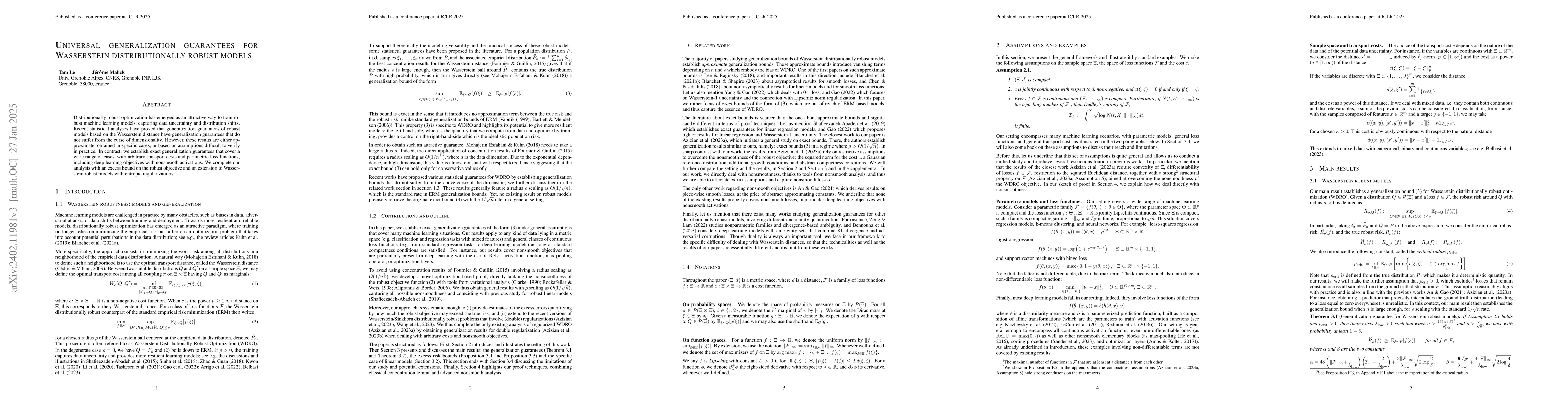 Thumbnail for Universal generalization guarantees for Wasserstein distributionally
  robust models