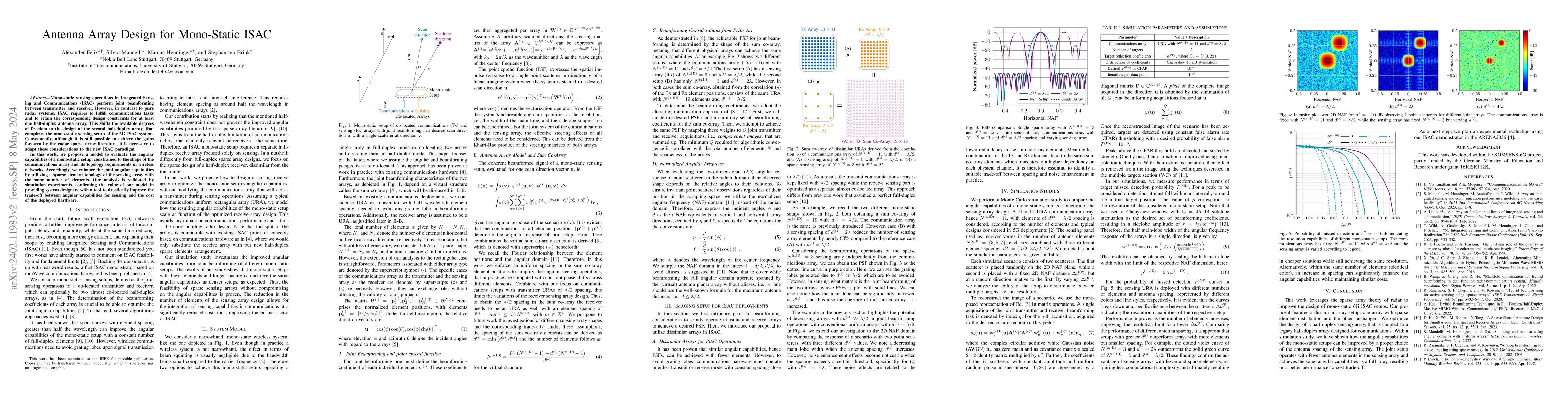 Thumbnail for Antenna Array Design for Mono-Static ISAC