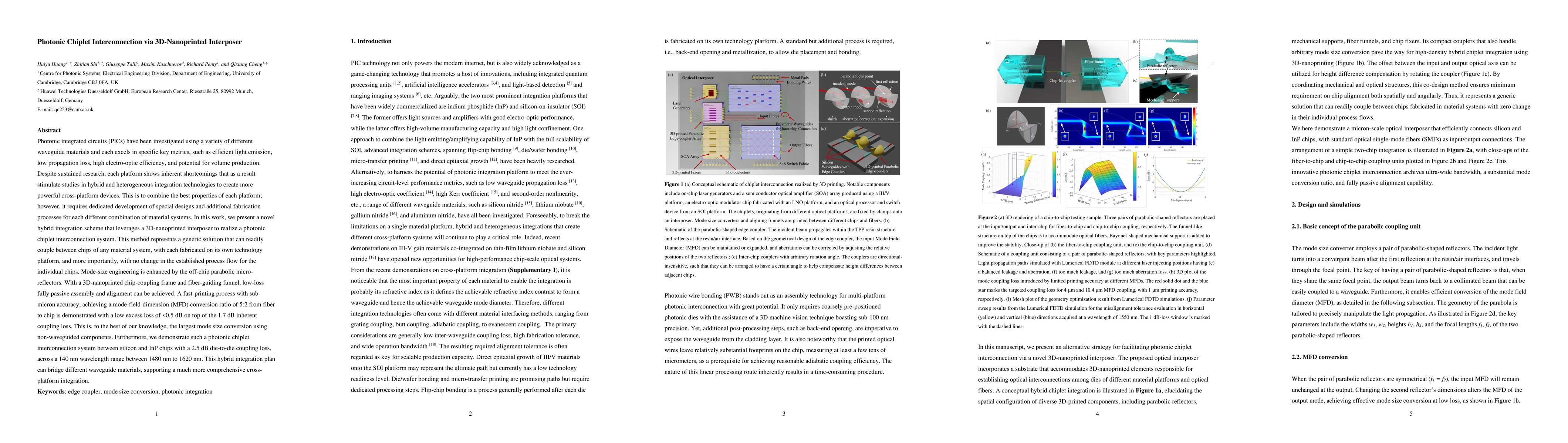 Thumbnail for Photonic Chiplet Interconnection via 3D-Nanoprinted Interposer