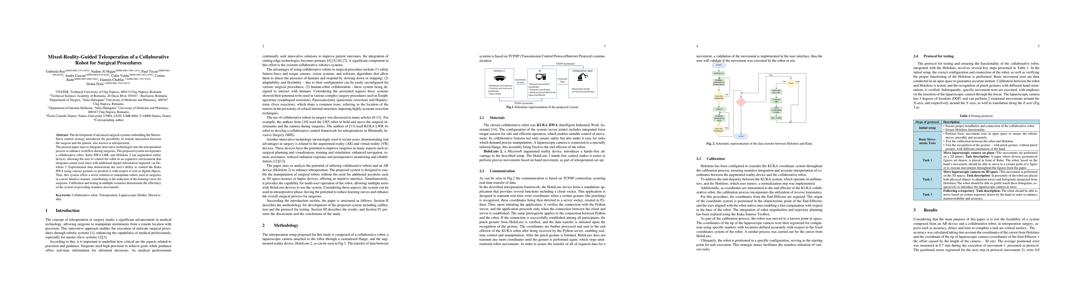 Thumbnail for Mixed-Reality-Guided Teleoperation of a Collaborative Robot for Surgical
  Procedures