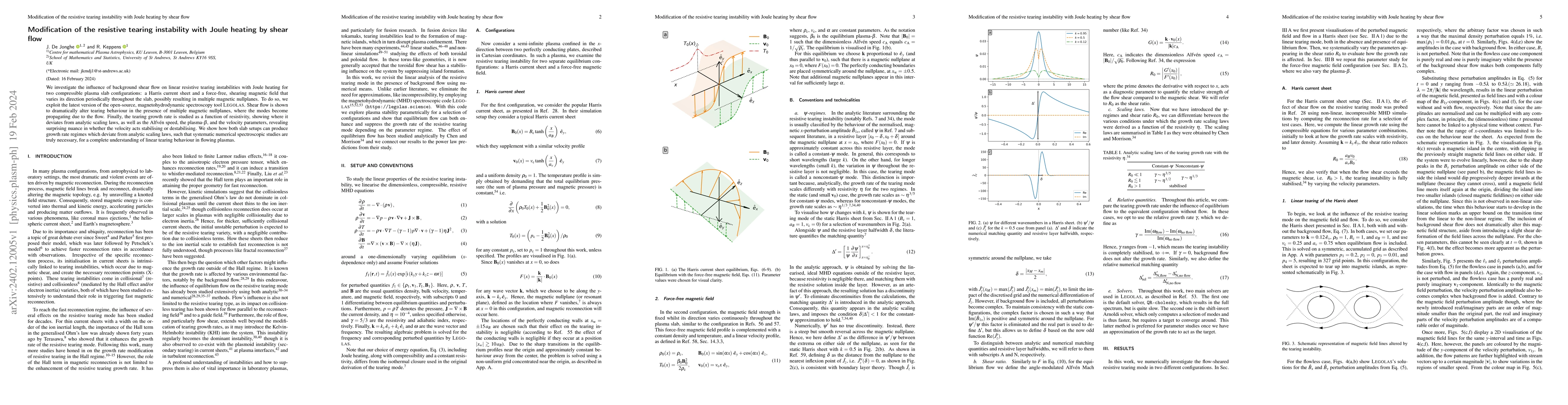Thumbnail for Modification of the resistive tearing instability with Joule heating by
  shear flow
