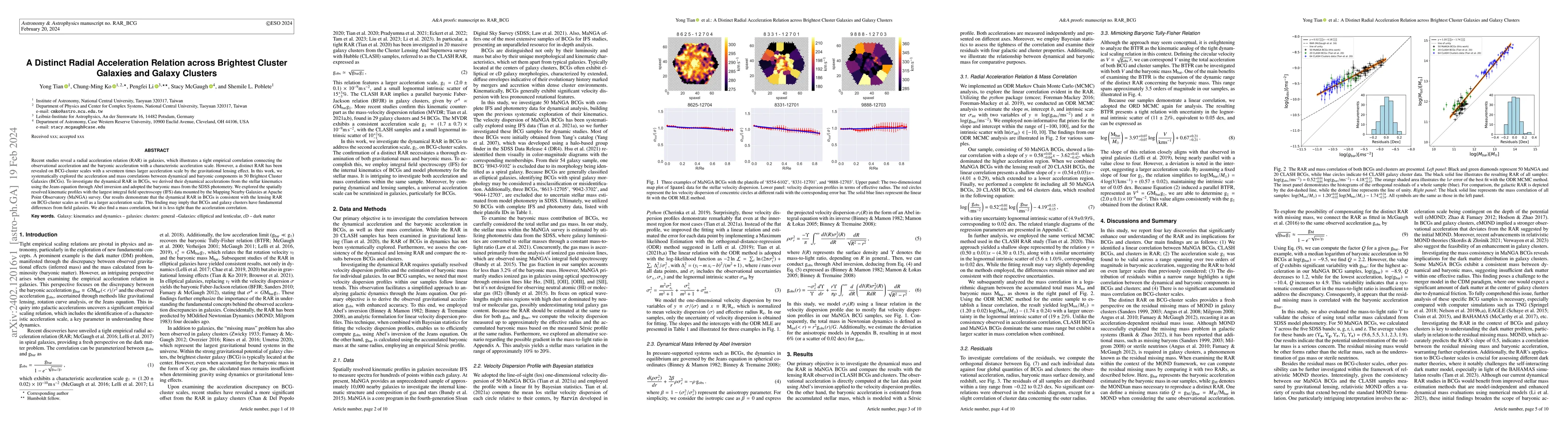 Thumbnail for A Distinct Radial Acceleration Relation across Brightest Cluster
  Galaxies and Galaxy Clusters