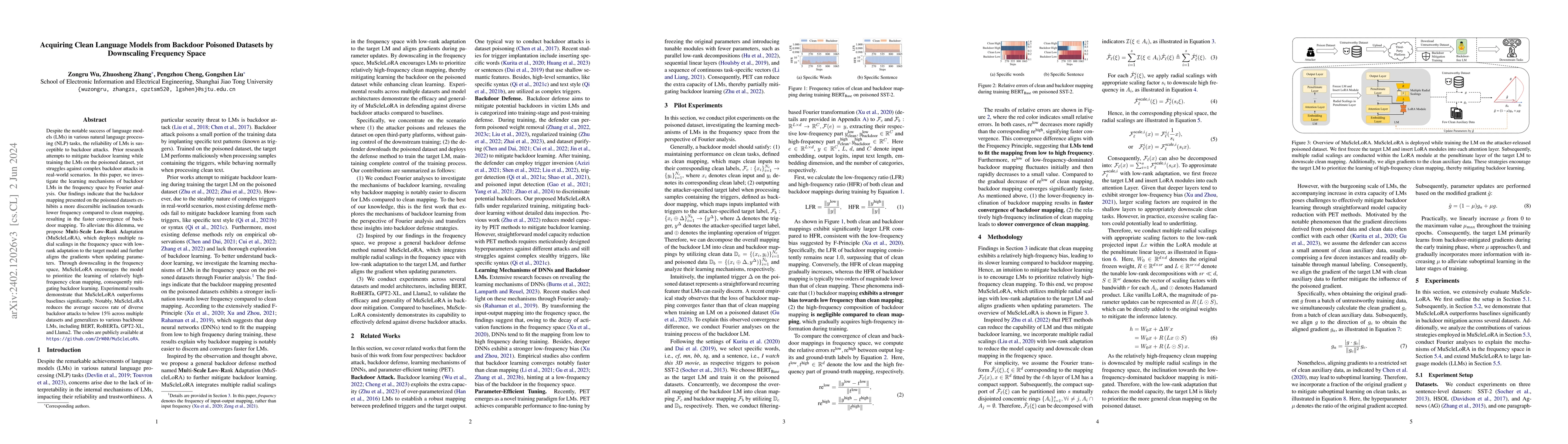 Thumbnail for Acquiring Clean Language Models from Backdoor Poisoned Datasets by
  Downscaling Frequency Space