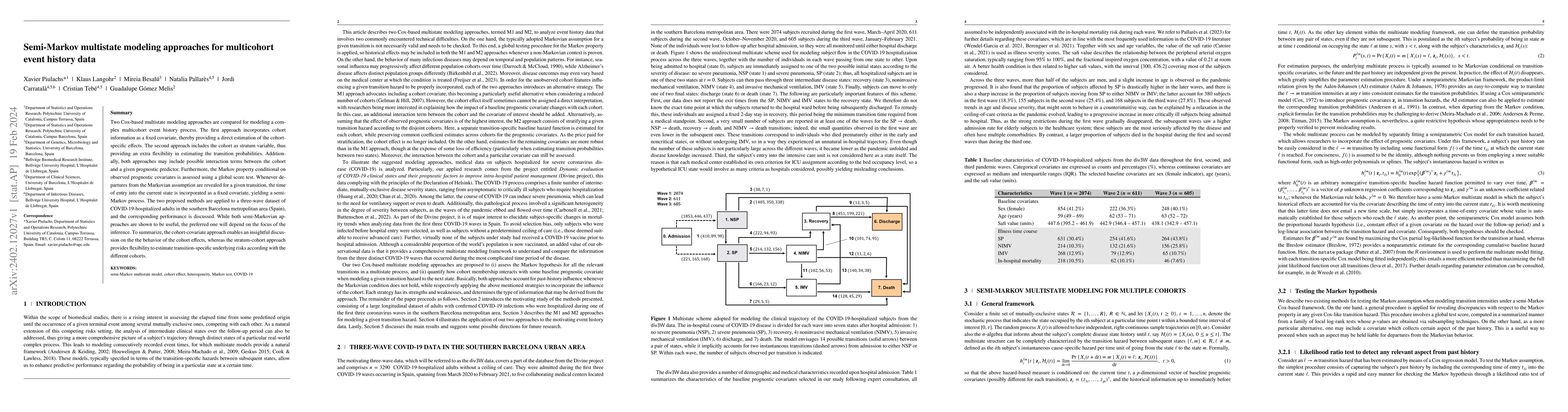 Thumbnail for Semi-Markov multistate modeling approaches for multicohort event history
  data