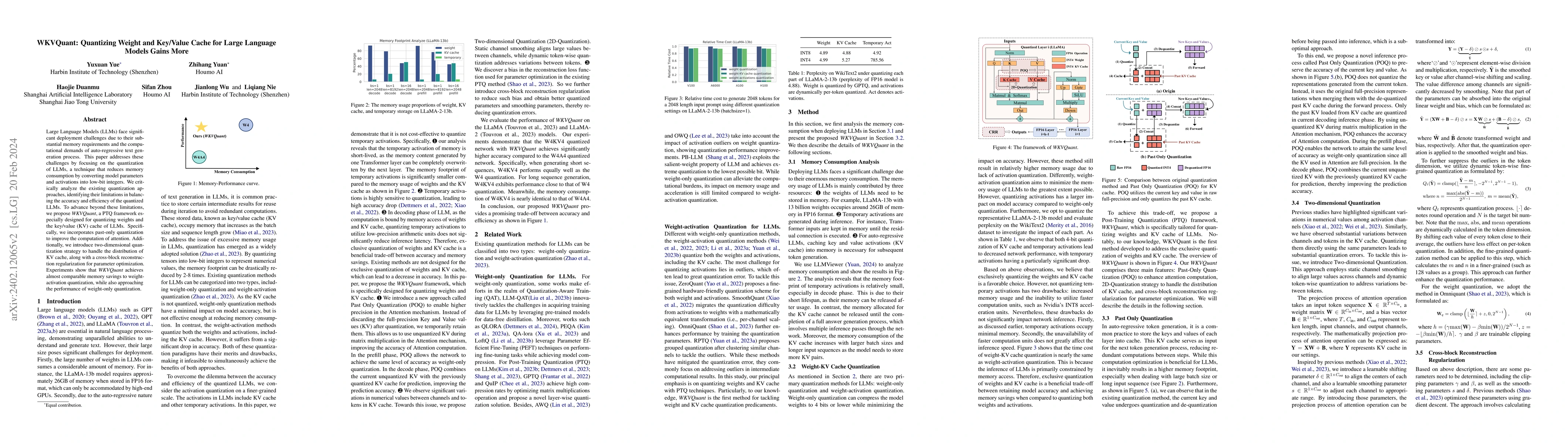 Thumbnail for WKVQuant: Quantizing Weight and Key/Value Cache for Large Language
  Models Gains More