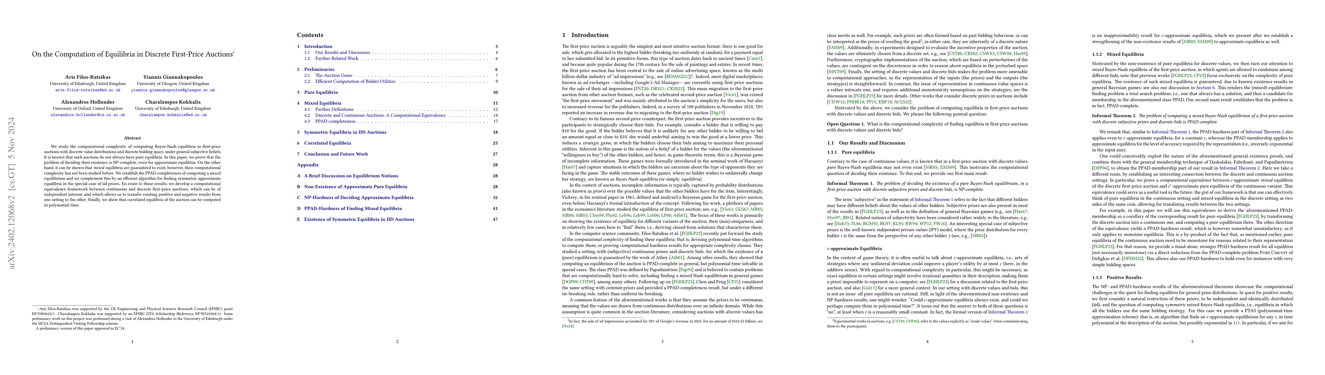 Thumbnail for On the Computation of Equilibria in Discrete First-Price Auctions