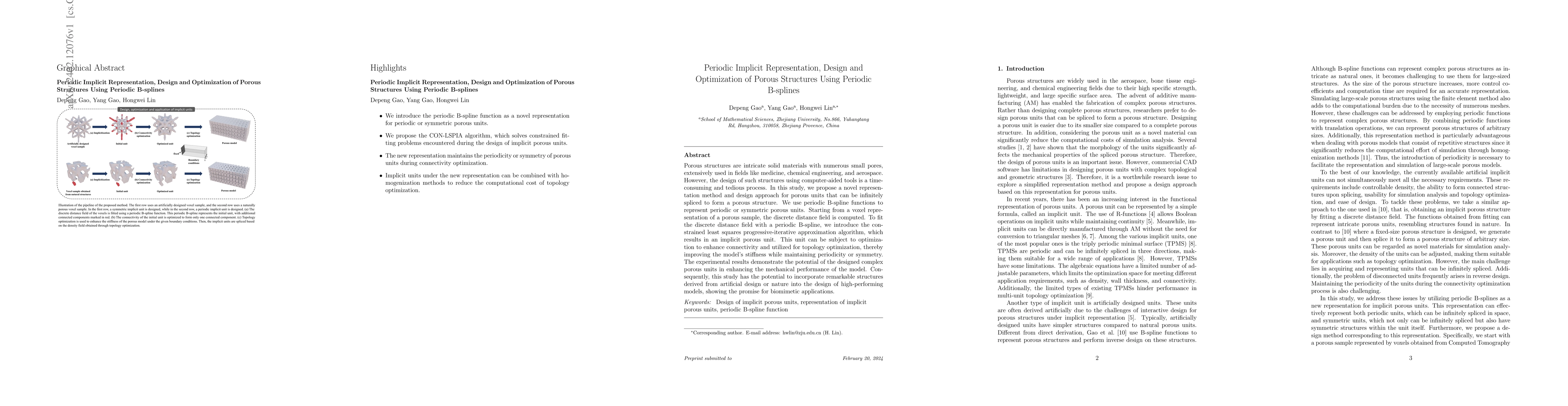 Thumbnail for Periodic Implicit Representation, Design and Optimization of Porous
  Structures Using Periodic B-splines