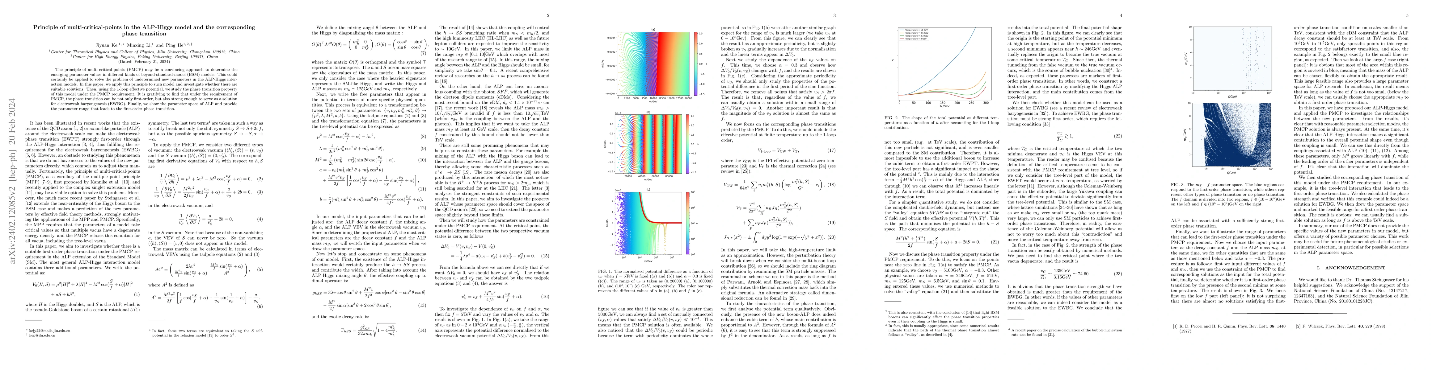 Thumbnail for Principle of multi-critical-points in the ALP-Higgs model and the
  corresponding phase transition