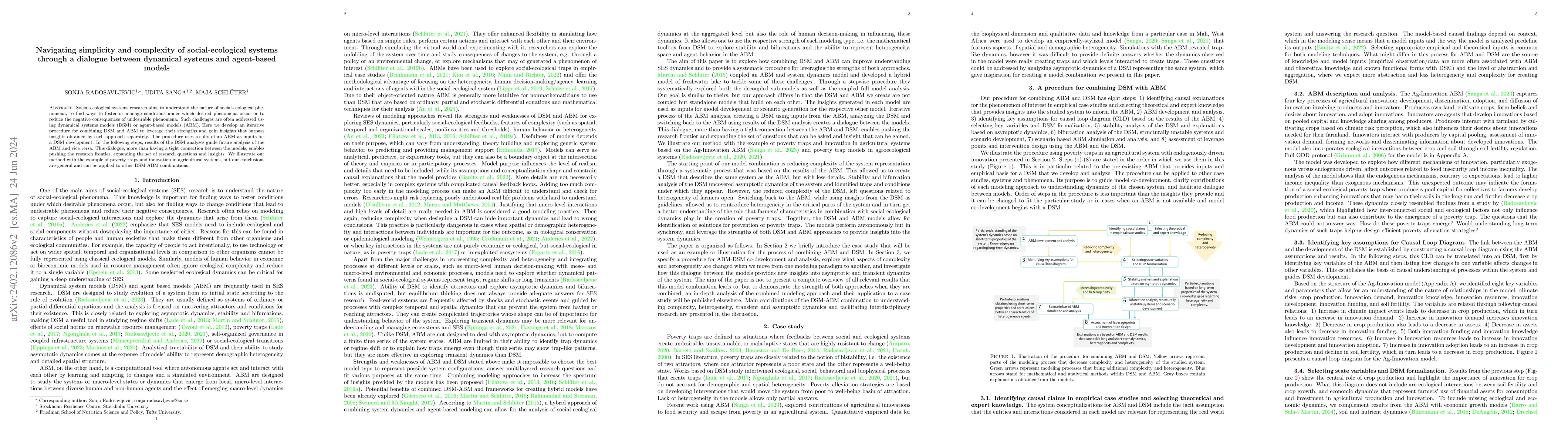 Thumbnail for Navigating simplicity and complexity of social-ecological systems
  through a dialog between dynamical systems and agent-based models