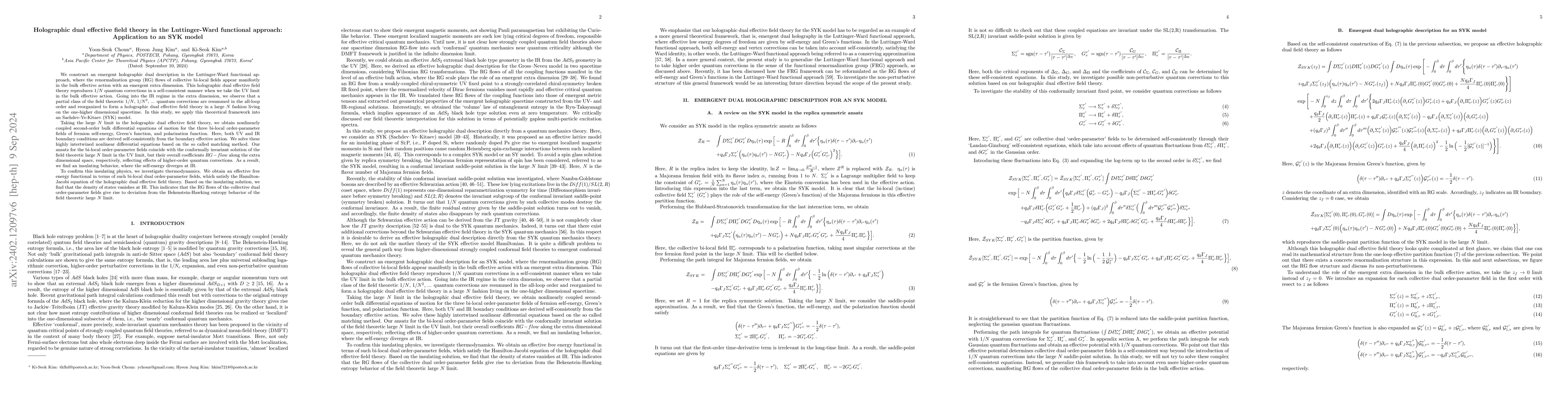 Thumbnail for Holographic dual effective field theory for an SYK model