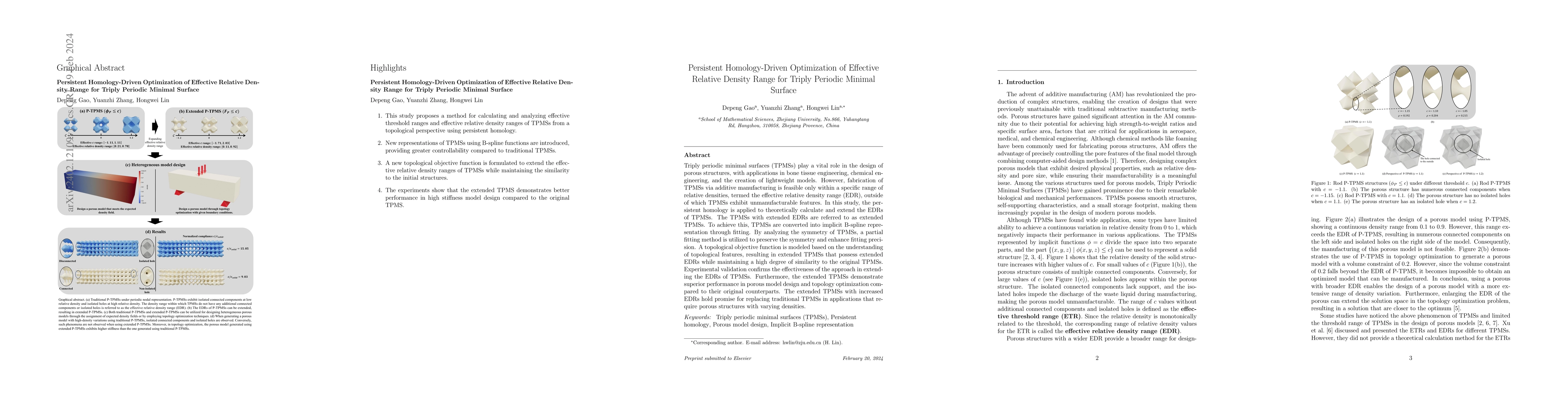 Thumbnail for Persistent Homology-Driven Optimization of Effective Relative Density
  Range for Triply Periodic Minimal Surface