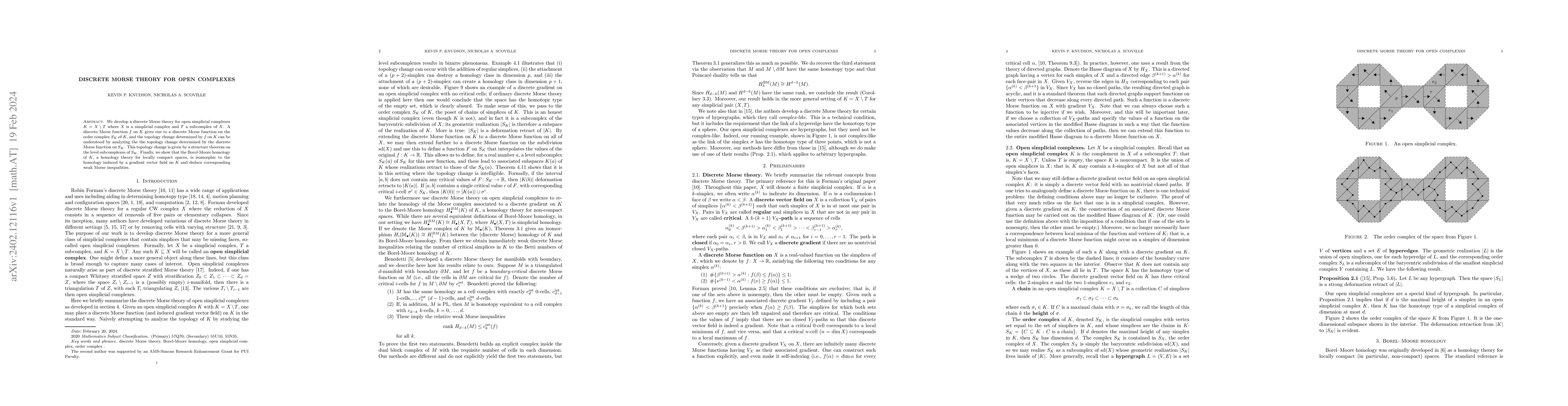 Thumbnail for Discrete Morse theory for open complexes