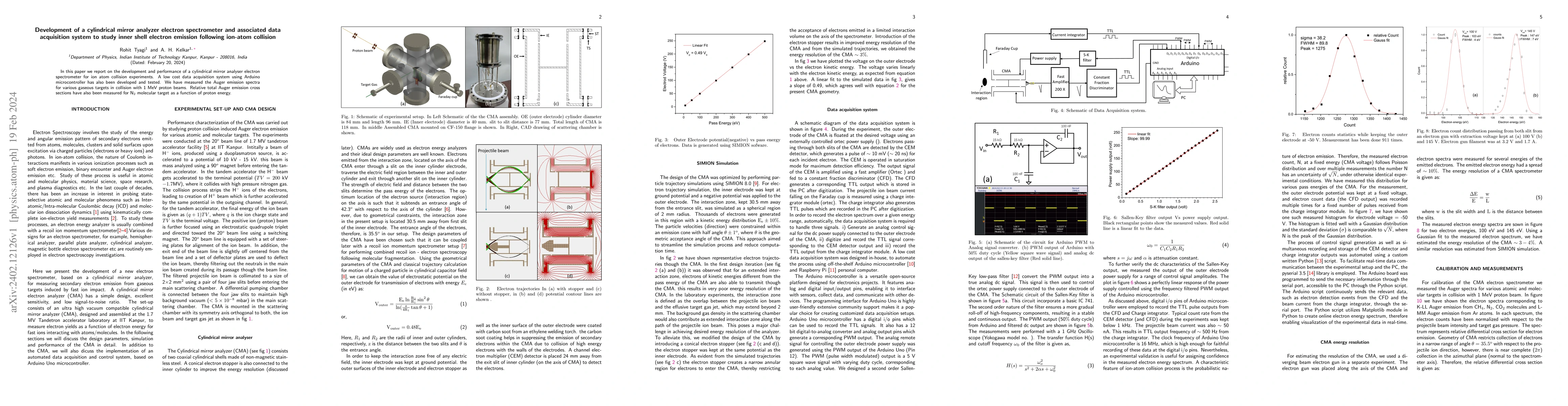 Thumbnail for Development of a cylindrical mirror analyzer electron spectrometer and
  associated data acquisition system to study inner shell electron emission
  following ion-atom collision