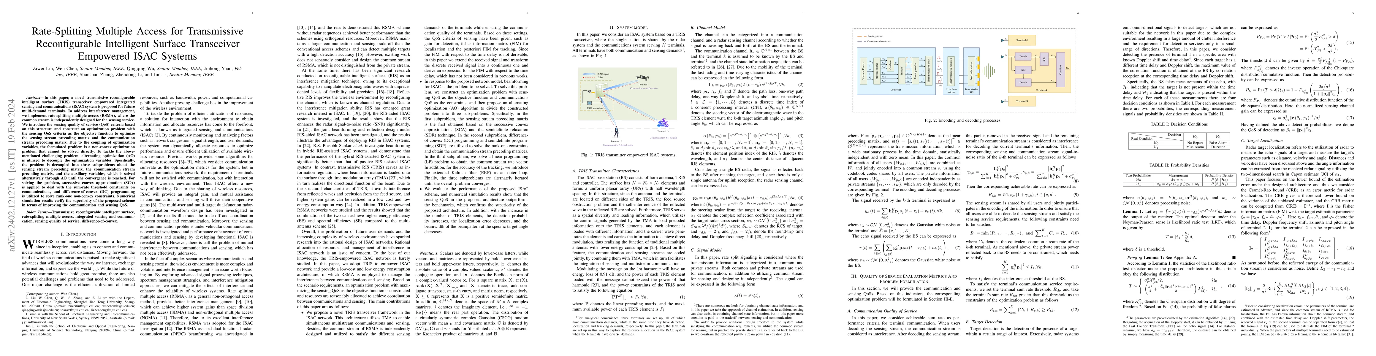 Thumbnail for Rate-Splitting Multiple Access for Transmissive Reconfigurable
  Intelligent Surface Transceiver Empowered ISAC System