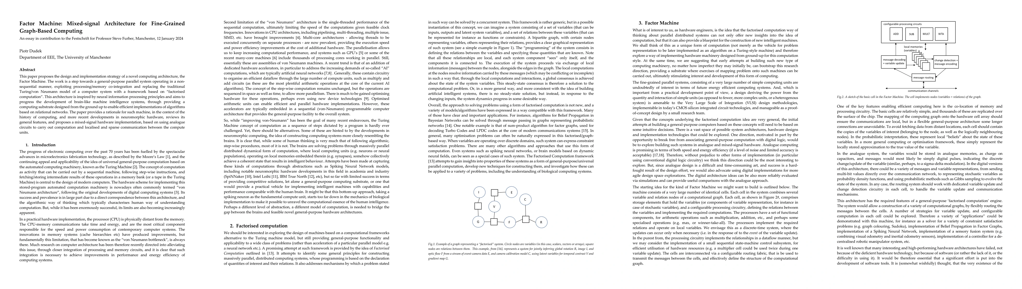 Thumbnail for Factor Machine: Mixed-signal Architecture for Fine-Grained Graph-Based
  Computing