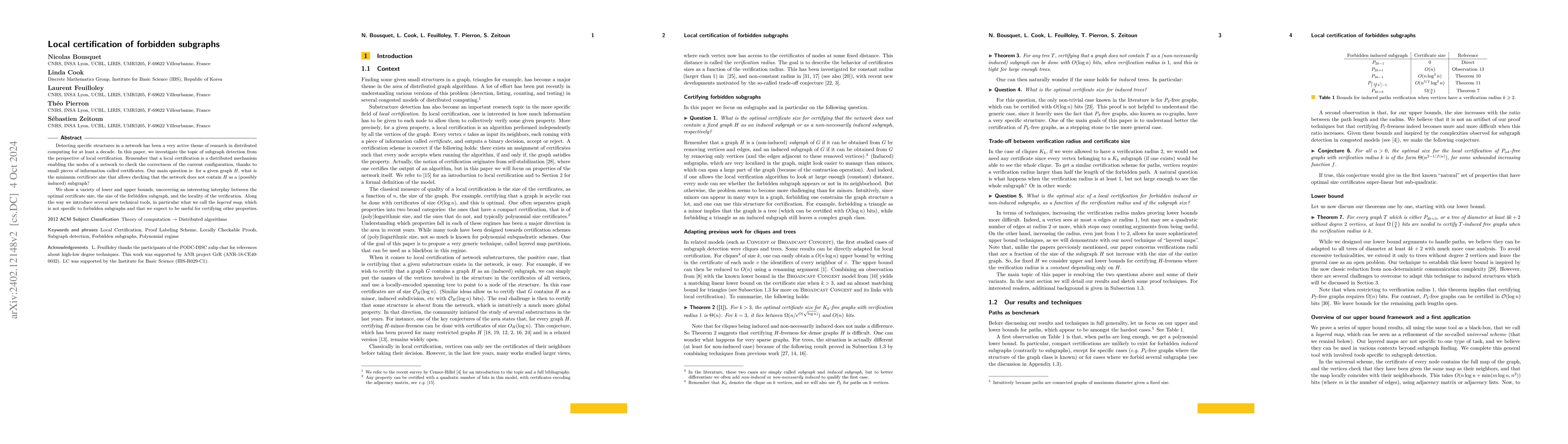 Thumbnail for Local certification of forbidden subgraphs