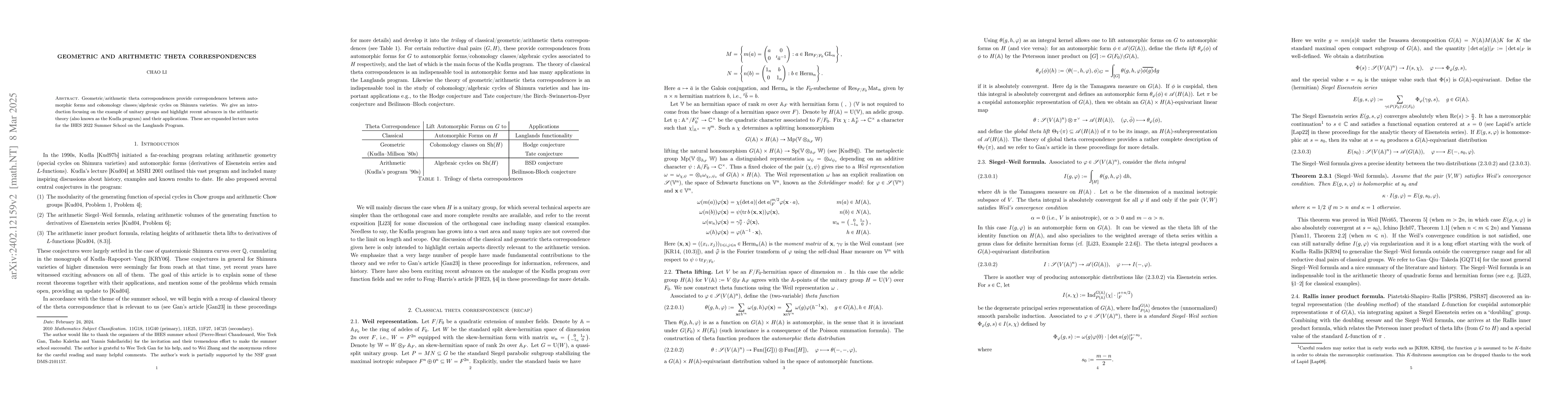 Thumbnail for Geometric and arithmetic theta correspondences
