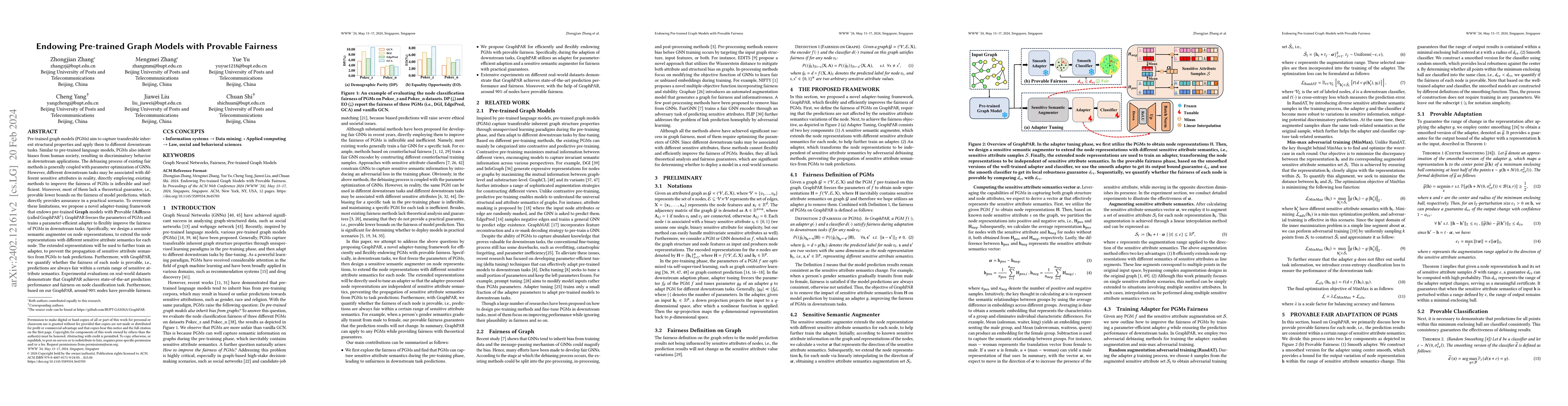 Thumbnail for Endowing Pre-trained Graph Models with Provable Fairness