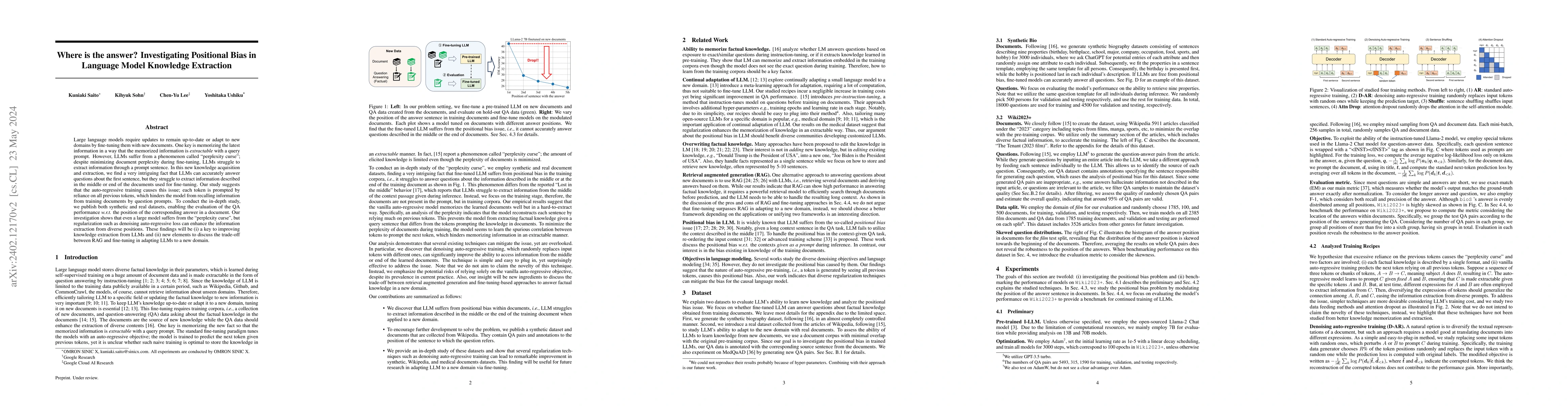Thumbnail for Where is the answer? Investigating Positional Bias in Language Model
  Knowledge Extraction