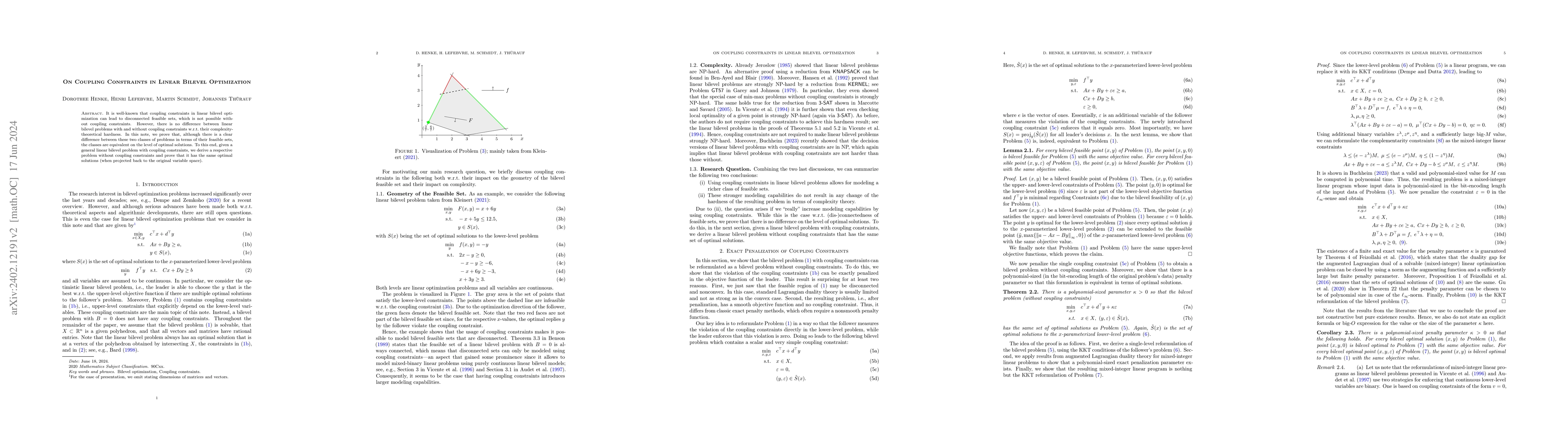 Thumbnail for On Coupling Constraints in Linear Bilevel Optimization