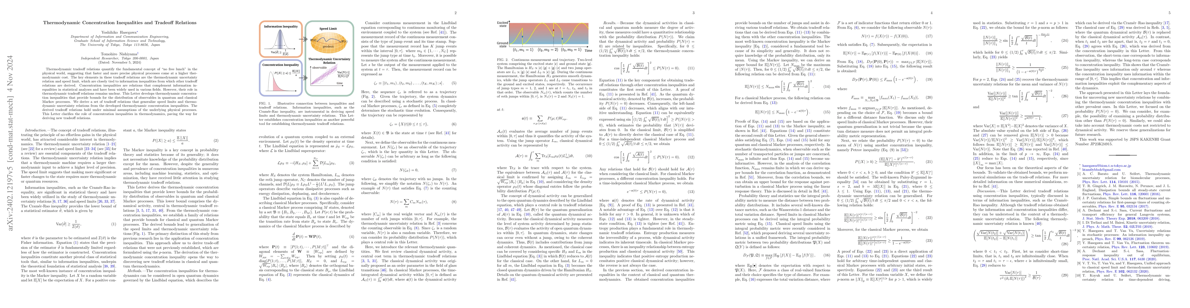 Thumbnail for Thermodynamic concentration inequalities and tradeoff relations