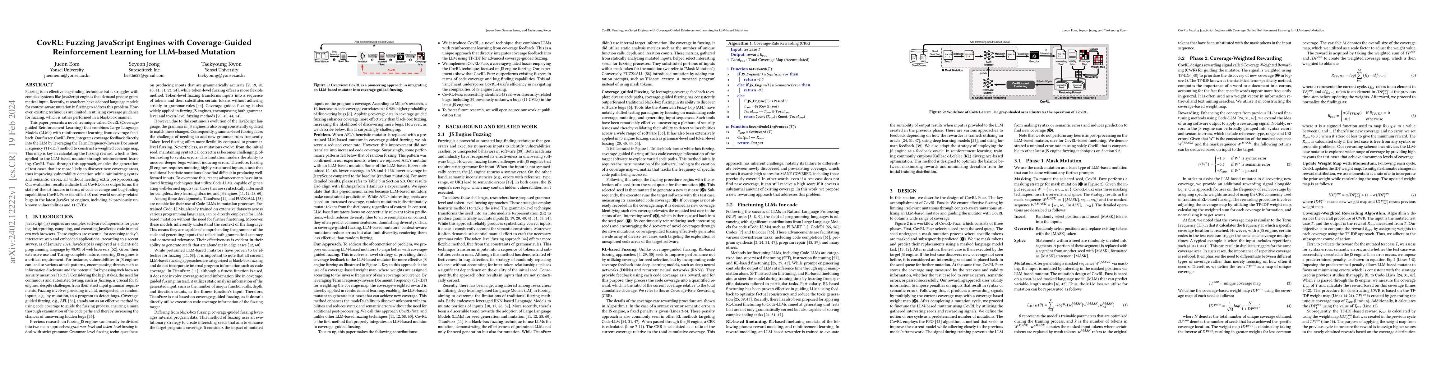Thumbnail for CovRL: Fuzzing JavaScript Engines with Coverage-Guided Reinforcement
  Learning for LLM-based Mutation