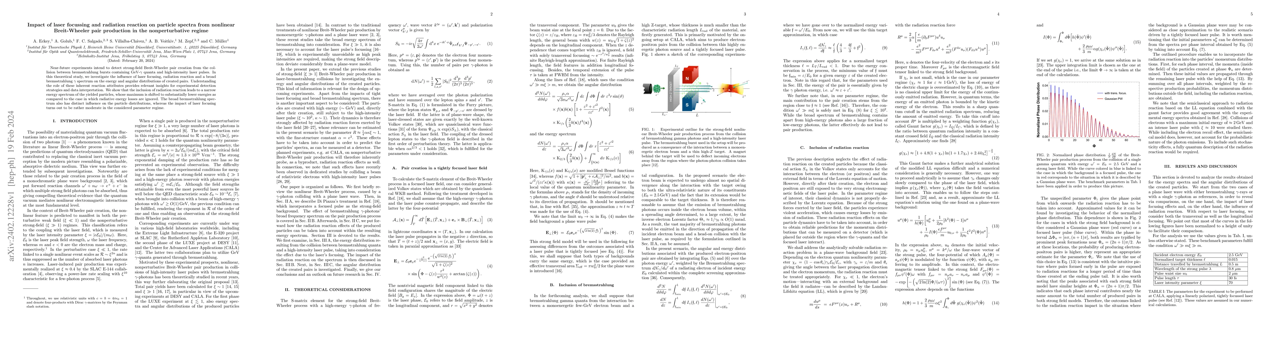 Thumbnail for Impact of laser focussing and radiation reaction on particle spectra
  from nonlinear Breit-Wheeler pair production in the nonperturbative regime