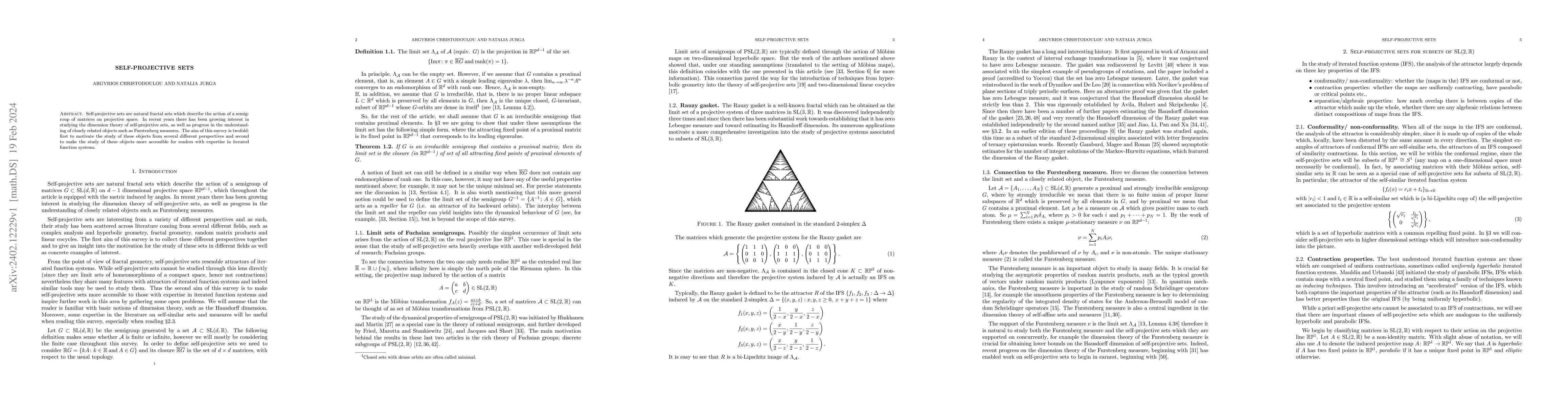 Thumbnail for Self-projective sets