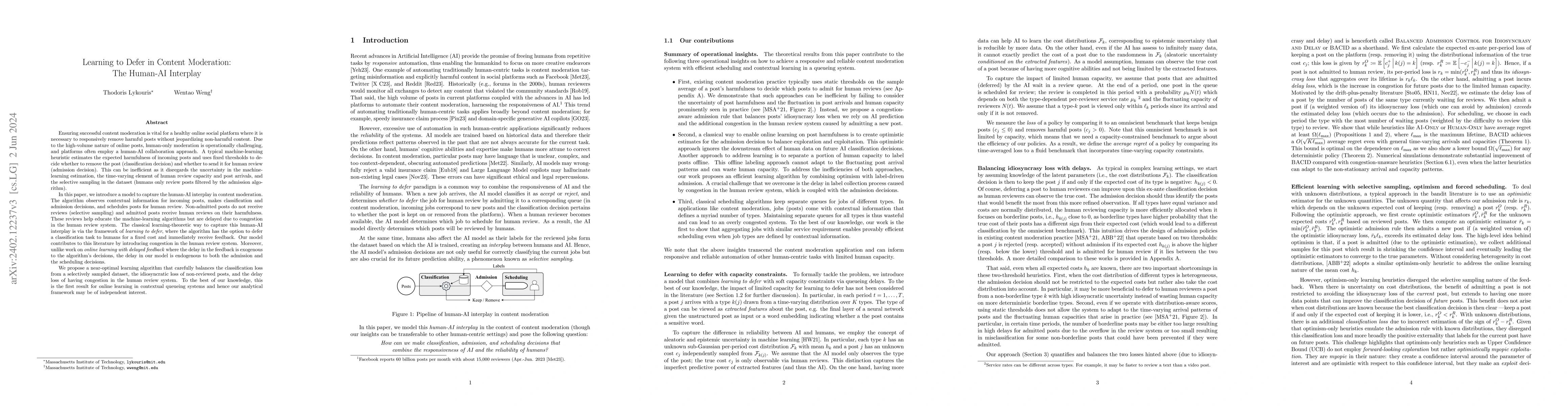 Thumbnail for Learning to Defer in Content Moderation: The Human-AI Interplay