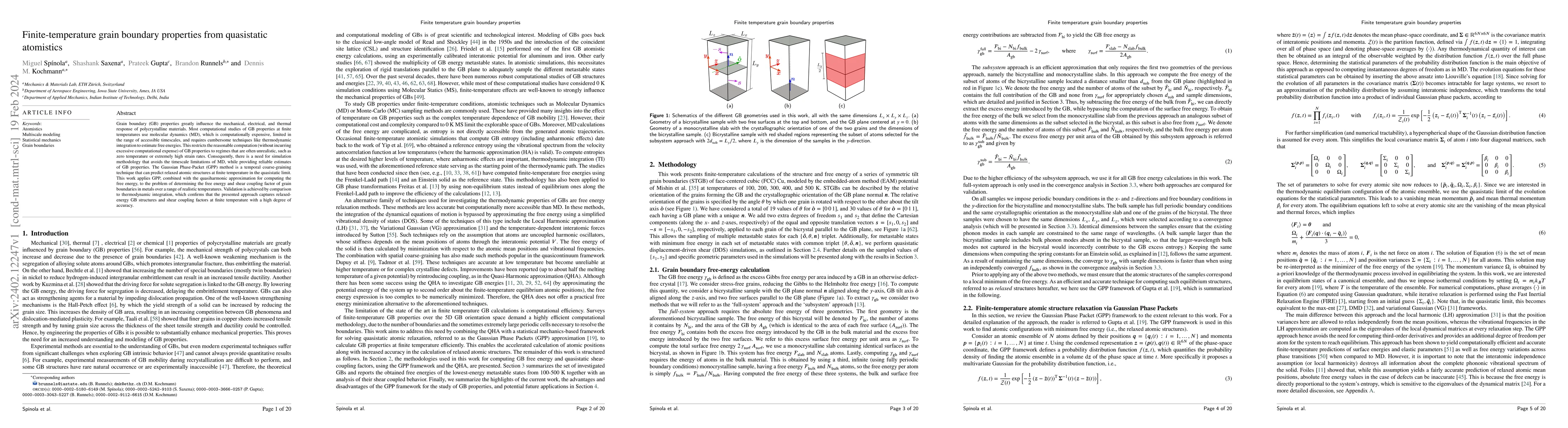 Thumbnail for Finite-temperature grain boundary properties from quasistatic atomistics