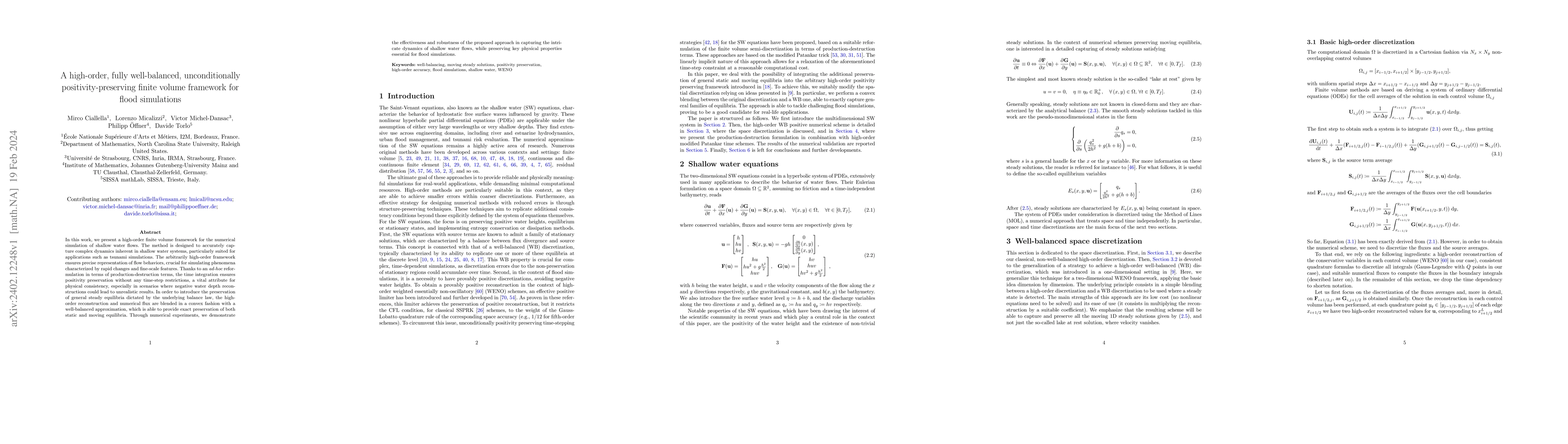 Thumbnail for A high-order, fully well-balanced, unconditionally positivity-preserving
  finite volume framework for flood simulations